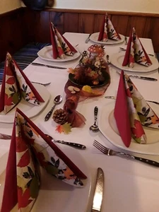 Komplette herbstliche Tischdeko 🌹für 6 Pers. in Bordeaux/Bunt festlich Anlässe❤ - Bild 1 von 6