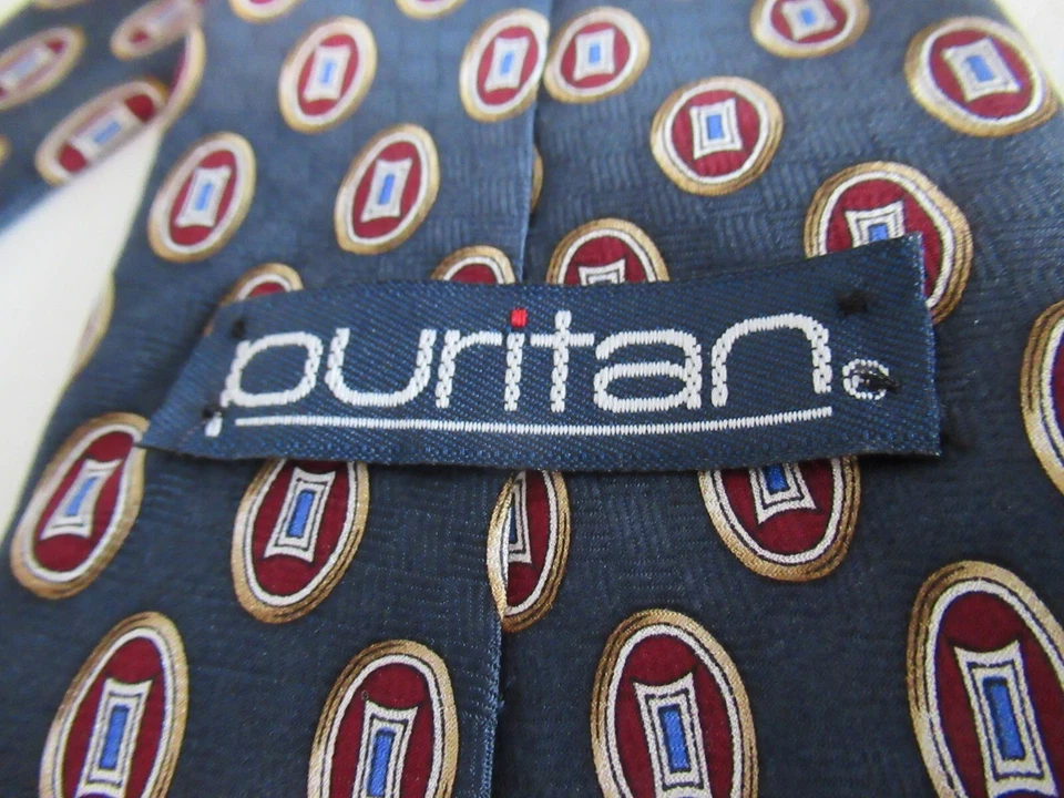 PURITAN Tie 100% SILK Vintage 70's but NEVER WORN! Blue w dots MINT & PERFECT! - Image 1 of 4