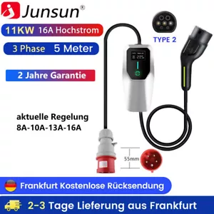 EV Ladekabel Elektroautos 3 Phase 11KW 16A Typ2 Einstellbarer Strom Tragbares 5M - Bild 1 von 10