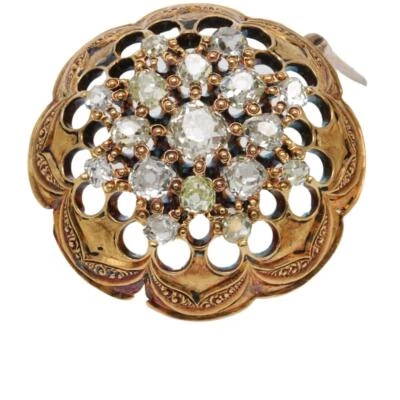 Victorian Dome Brooch 18k Yellow Gold Set with 2.60ctw Of Old Mine Cut Diamonds - Image 1 of 4