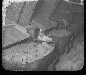 c1900 Miners Tramming Copper Michigan Magic Lantern Glass Slide Keystone - Picture 1 of 3