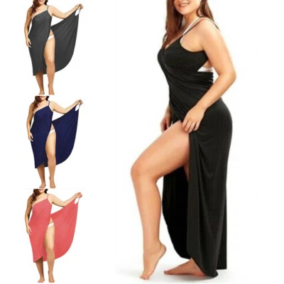 Long Size Swimsuit Lady Bikini Beach Plus Dress Cover Sarong Swimwear Women Up - Image 1 of 4