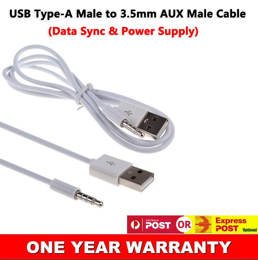 USB Type A Male to Aux 3.5mm Cable Audio Plug Headphone Jack Charger Adapter AU - Image 1 of 3