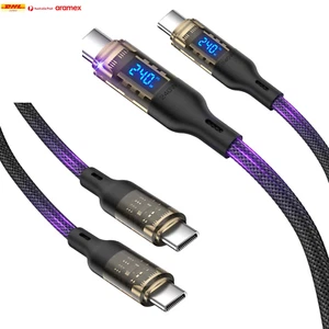 240W USB C to USB C Transparent Cable with LED Display Compatible with 140W 100W - Picture 1 of 7