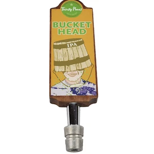 Thirsty Planet Bucket Head IPA Wooden Beer Tap Handle Knob Austin Texas 9.5" - Picture 1 of 9