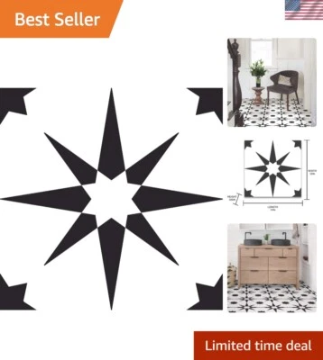 Stylish Peel & Stick Floor Tiles - Black Low Lustre Vinyl for Kitchen & Bathroom - Image 1 of 4