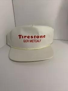 Vintage Firestone GCR Metcalf Snapback Hat Cap With Cord White - Picture 1 of 2