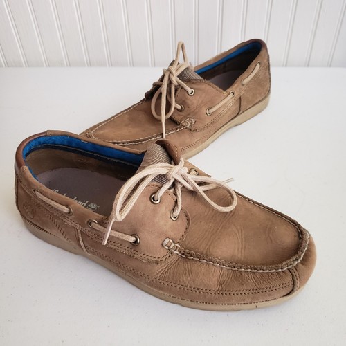 Mocassino da barca Timberland classico 2 occhielli in pelle marrone chiaro scarpe da uomo taglia 11 M