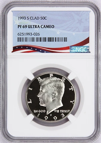 1993-S Proof Kennedy Half, Graded PF69UC by NGC ~ NEW Patriotic OSR Label! Cover