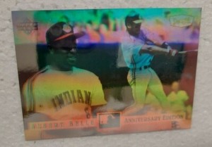 ALBERT BELLE 1994 UPPER DECK HOLOGRAM CARD #5. DENNY'S LIMITED EDITION INDIANS