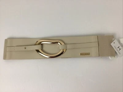 Halston Gold Metal Chain Link Detail Stretch Belt Size M/L Preppy Retro Y2K New - Image 1 of 4