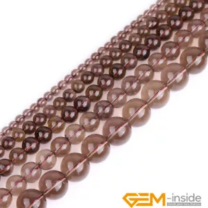 Grade AAA Smoky Quartz Natural Light Brown Stone Round Beads Jewelry Making 15" - Picture 1 of 41
