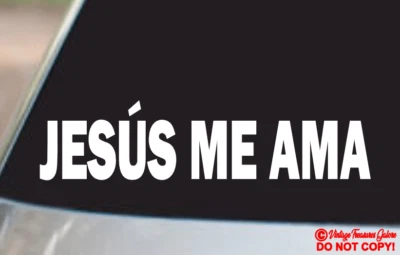 JESÚS ME AMA ~ CRISTIANO CALCOMANÍA DE VINILO PEGATINA VENTANA TRASERA DEL COCHE - Image 1 of 2