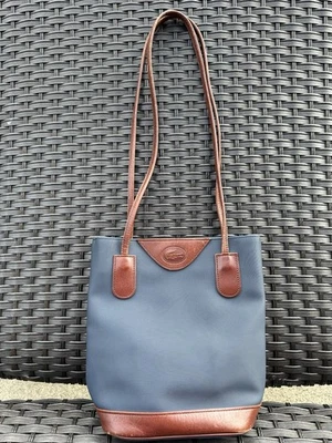 Lacoste Vintage Navy Nylon & Leather Crossbody Shoulder Bag - Image 1 of 4