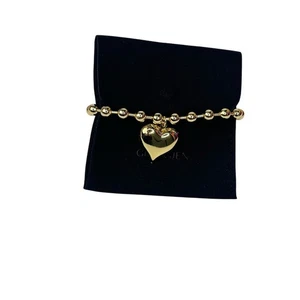 Puffy Heart Charm verstellbares Schieberarmband in goldfarben - Bild 1 von 3