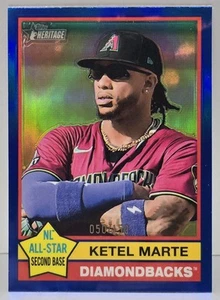 2025 Topps Heritage #420 Ketel Marte Chrome Blue Refractor 50/150 SP - Picture 1 of 2