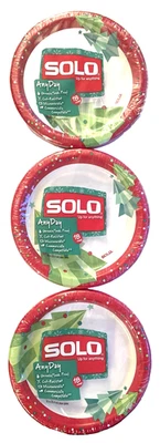 Platos desechables temáticos de árbol de Navidad Solo para cualquier día, 3 paquetes de 18 quilates = 54 platos, NUEVO Foto 1 de 3