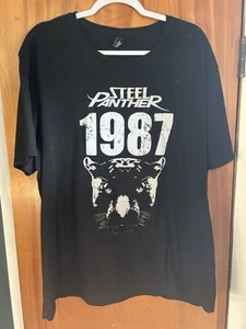 Steel Panther “1987” Classic B&W Logo Used 2XL T-Shirt - Picture 1 of 4