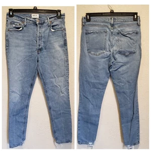 Jeans AGOLDE para mujer talla 30 pierna recta botón mosca dobladillo crudo denim premium - Imagen 1 de 9