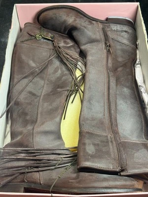 Botas de cuero de becerro Juicy Couture Saddle para mujer talla 9 Courtland con caja Y2K Foto 1 de 4