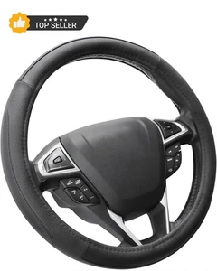 Car Steering Wheel Cover for F-150 Tundra Range Rover 15.5-16 Inch, Black Microf - Picture 1 of 8