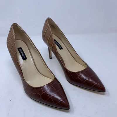 Zapatos de salón Nine West para mujer talla 8M marrón cocodrilo en relieve Ezra punta puntiaguda *defecto Foto 1 de 4
