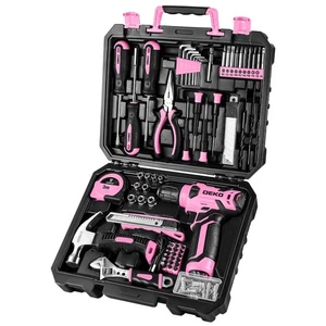Juego de Taladros, Juego de Herramientas para el Hogar con Taladro Inalámbrico Rosa 8V, Kit de Herramientas de Mano para Mujer... - Imagen 1 de 6