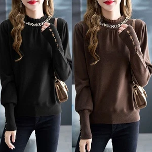 Korean Fashion Elegant Loose Fit Long Sleeve Top for Women Spring Style - Picture 1 of 42