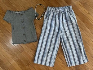 Gymboree Crop Pants, Grey Top And Necklace Set Size 10-cute!! - Picture 1 of 6