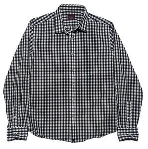 Camicia Untuckit uomo L manica lunga con bottoni blu bianca check no tuck usata in ottime condizioni - Foto 1 di 3