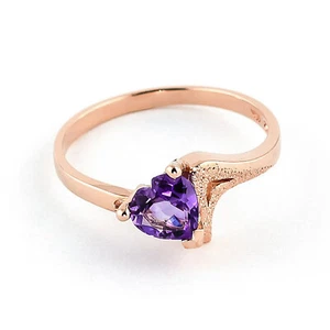 14K. SOLID GOLD RING WITH NATURAL AMETHYST - Picture 1 of 21