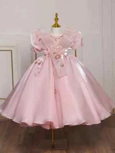 Flower Puffy Dress Girls Pageant Dresses Kids Vestidos Teenagers Bridesmaid Robe - Picture 1 of 8