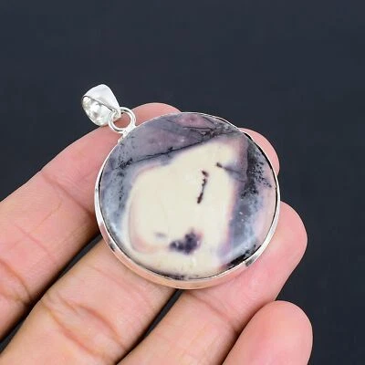 Porcelain Jasper Gemstone Handmade 925 Silver Jewelry Pendant 1.97" O279 - Image 1 of 4