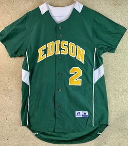 Vintage Edison # 2 Baseball Softball Jersey Medium Embroidered Russell Athletic - Picture 1 of 7