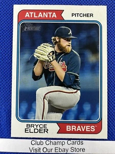 2023 #444 Bryce Elder Topps Heritage béisbol estampado corto SP Braves - Imagen 1 de 2