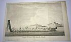 New Zealand Pirogue 1774 James Cook Large Antique Engraved View 18Th Century