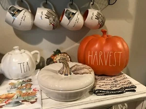 Rae Dunn Magenta Halloween LL Harvest Pumpkin LARGE CERAMIC Orange New! 10" x 9" - Picture 1 of 5
