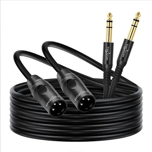 XLR Male to 1/4 Inch Jack TRS Cable 10FT 2 Pack Balanced 6.35mm Plug to 3 pin... - Picture 1 of 11