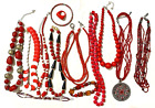 Jewelry Lot Red White Black Necklaces Bracelets Beaded 13 Pcs