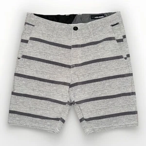 Volcom Stone Board Shorts Gray Striped Surf and Turf Swim Trunks Mens 30 - Picture 1 of 3