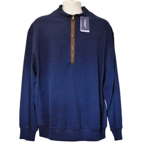 Roundtree & Yorke XL Navy Blue 3 Quarter Zipper XL Long Sleeve 100% Cotton - Picture 1 of 6