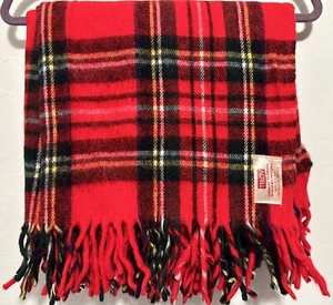 Troy Mills Freizeitdecke rot kariert Wolle Tartan Überwurf Stadion 52x52 Fransen - Bild 1 von 6