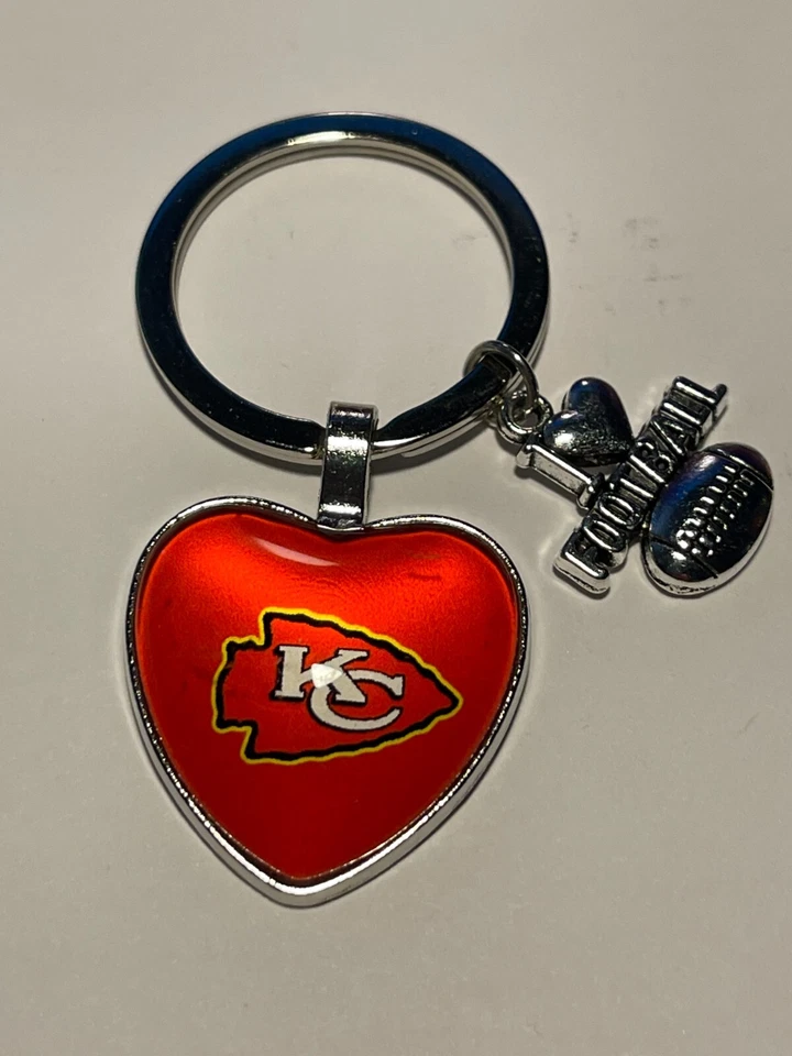 Kansas City Chiefs NFL I Love Football Keychain NEW!! - Image 1 of 1