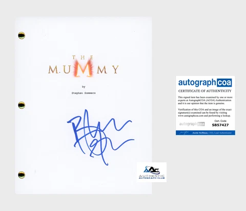 BRENDAN FRASER AUTOGRAPH SIGNED THE MUMMY FULL SCRIPT ACOA Cover