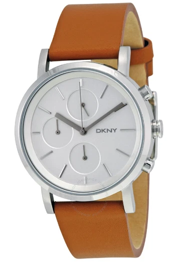 NEW DKNY NY2336 Soho White Dial Light Brown Leather Strap Chronograph Watch - Image 1 of 1