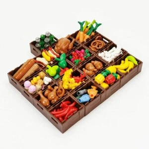 Full Set DIY Building Blocks Food Bread Fish Fruit Roast Chicken Toys MOC Parts  - Picture 1 of 9