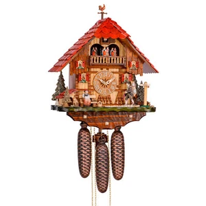 Kuckucksuhr „Wanderlust“ 20x34x42cm Wanduhr aus Holz Schwarzwalduhr - Bild 1 von 6