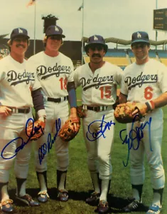 RON CEY RUSSELL LOPES STEVE GARVEY SIGNED 8x10 PHOTO DODGER INFIELD BECKETT BAS - Picture 1 of 2