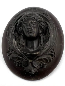 Antique Victorian Whitby Jet Cameo Brooch Very High Relief Museum Quality Large - Picture 1 of 13
