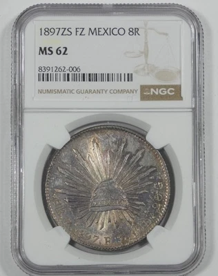 1897 Zs F.Z. MEXICO Silver 8 Reales Coin CERTIFIED NGC MS 62 - Image 1 of 4